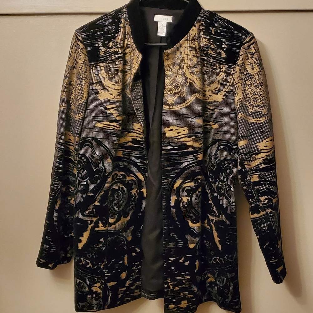 Chico's long jacket -size 2 in chicos/8 10 12 reg